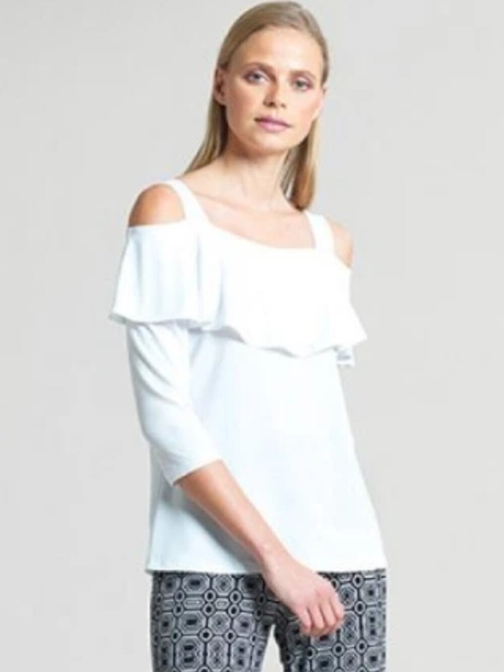 Clara Sun Woo Open Shoulder Ruffle Top